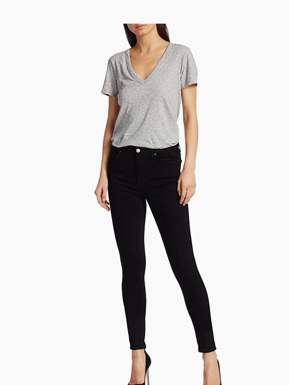 7 For All Mankind Black Skinny High-Rise Jeans